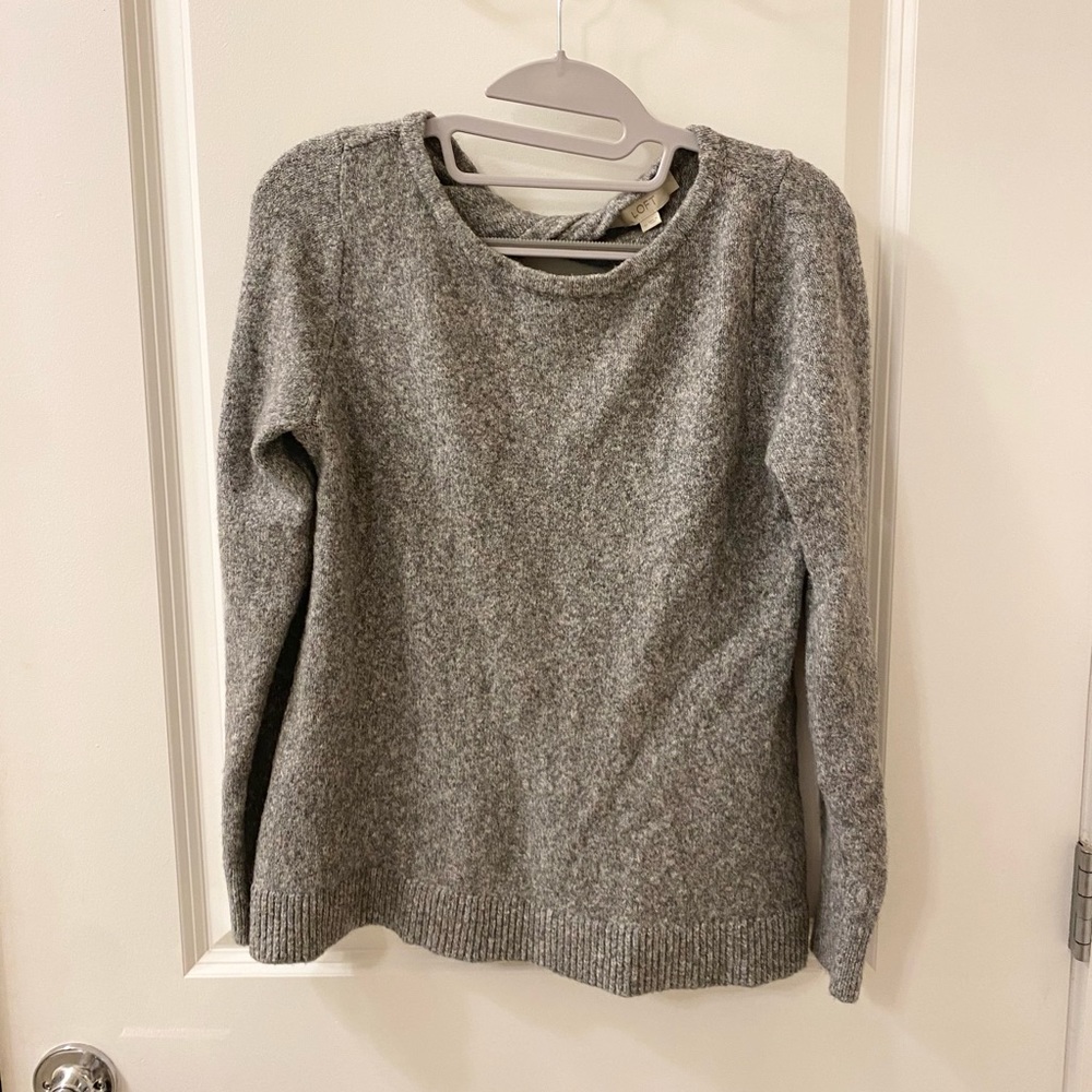 Grey Heather Twist Back Sweater by Loft